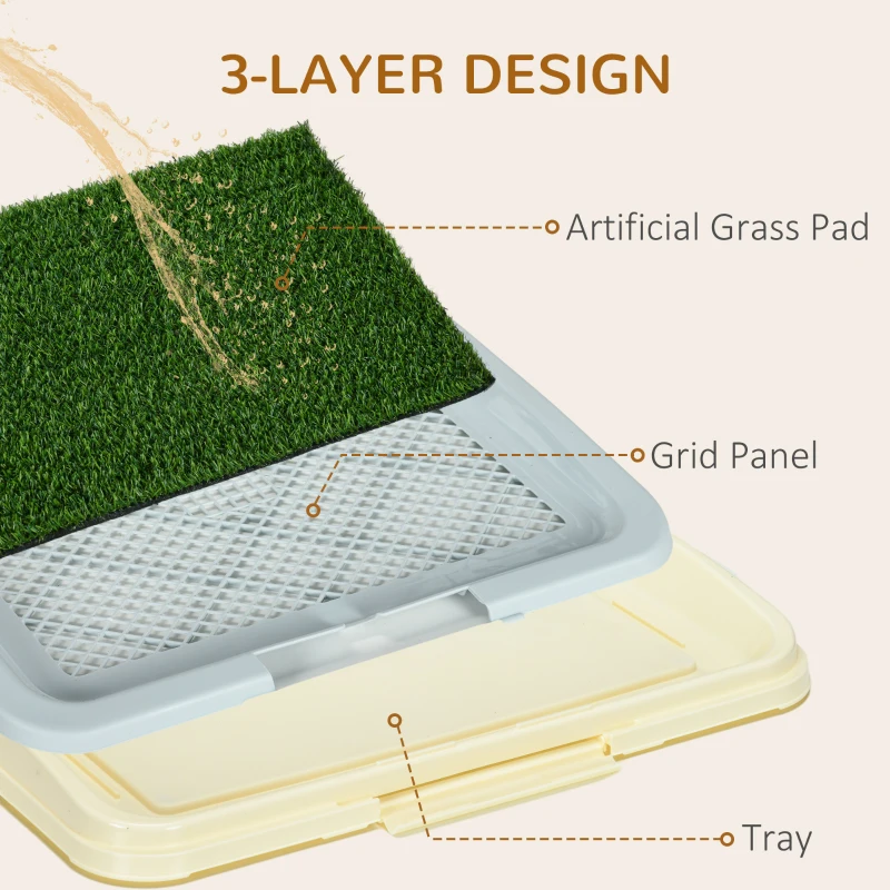 PawHut Puppy Training Pad, Indoor Portable Puppy Pad, with Artificial Grass, Grid, Panel, Tray, 24.8" x 19.1"