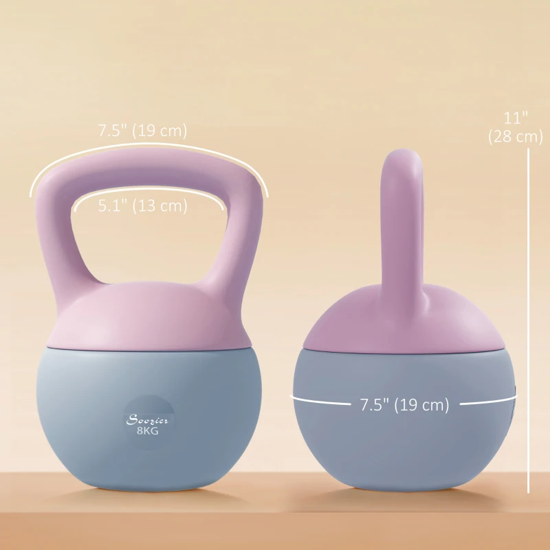 Soozier 18 lb Soft Kettlebell, Sand Filled Weight w/ Grip Handle, Kettlebell Weight for Full Body Workout, Purple