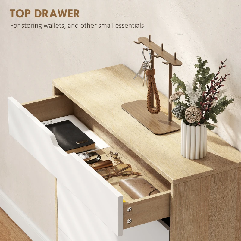 HOMCOM Narrow Shoe Cabinet for Entryway with 2 Flip Drawers, Top Drawer and Adjustable Shelves for 12 Pairs of Shoes, White