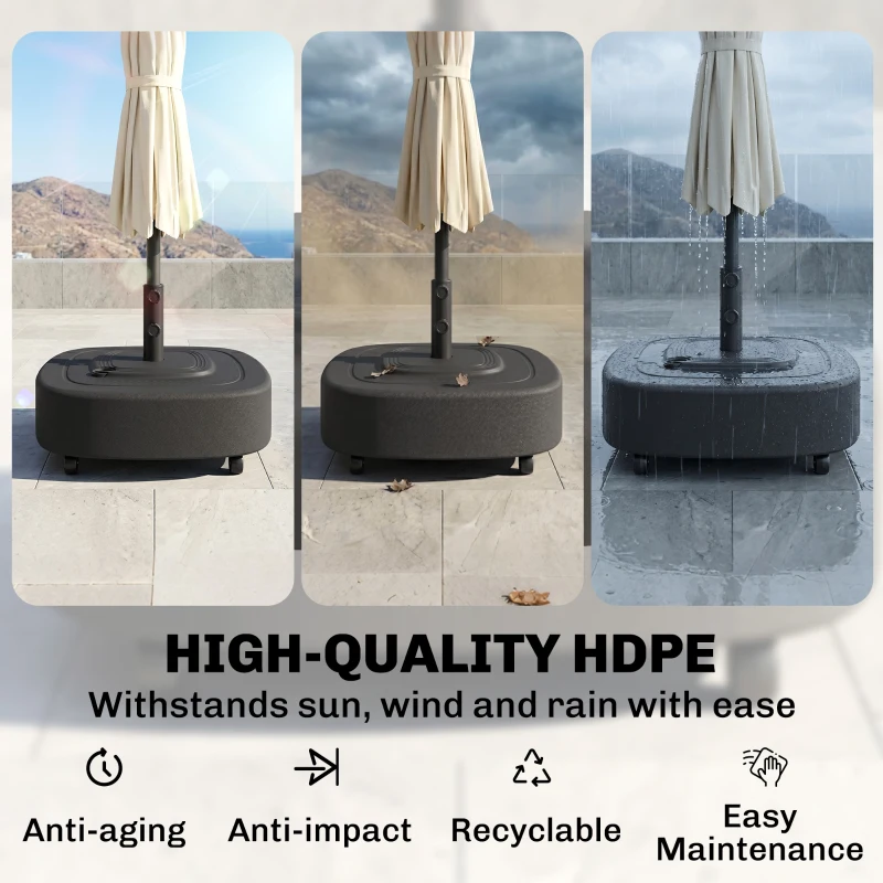 Outsunny Patio Umbrella Base Outdoor Umbrella Stand with Wheels for 1.5"/1.9" Umbrella Poles