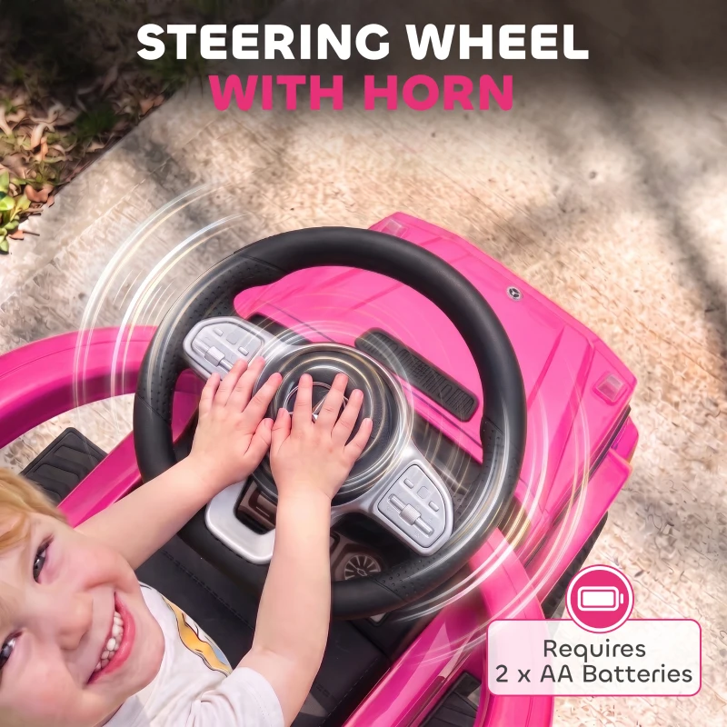 Aosom Mercedes-Benz G350 Licensed Push Car, 3-in-1 Toddler Sliding Car with Horn, Steering, Foot Rest, Seat Storage, Pink