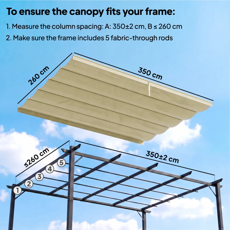 Outsunny 8.5' x 11.5' Retractable Pergola Canopy Replacement, Fit 10' x 13' Frame, Pergola Cover Replacement Top Only, Beige