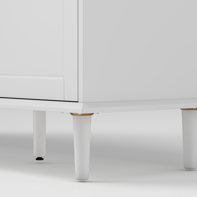 HOMCOM 55" Buffet Cabinet with Soft-Close Doors, Modern Sideboard with 2 Drawers, 3 Adjustable Shelves and 4 Doors, White