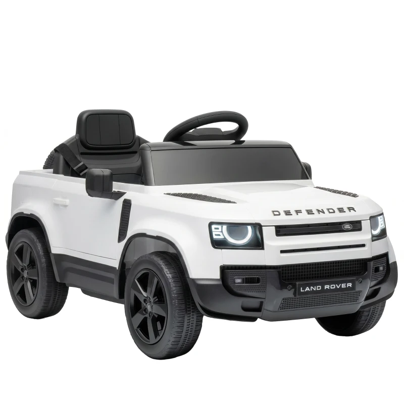 Qaba 12V Ride on Car Licensed Land Rover with Remote, Suspension, Slow Start, 3 Speeds, Lights, Music, Horn for 3-5, White