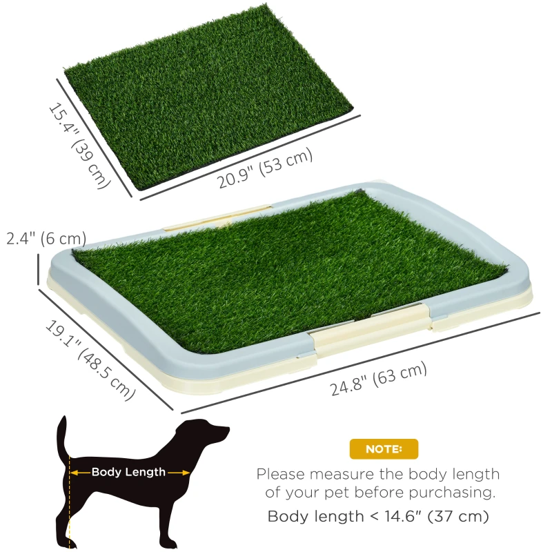 PawHut Puppy Training Pad, Indoor Portable Puppy Pad, with Artificial Grass, Grid, Panel, Tray, 24.8" x 19.1"