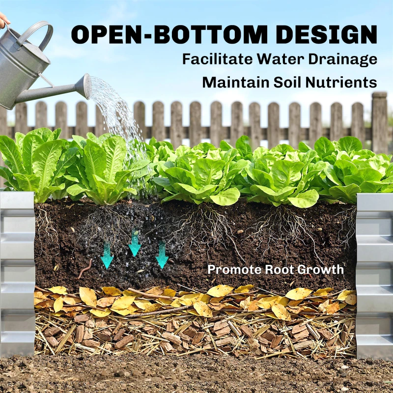 Outsunny Galvanized Raised Garden Bed, 4' x 2' x 1' Metal Planter Box, for Growing Vegetables, Flowers, Herbs, Succulents, Silver
