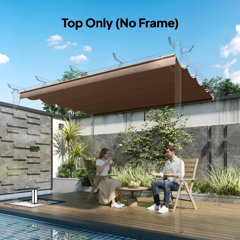 Outsunny 8.5' x 11.5' Retractable Pergola Canopy Replacement, Fit 10' x 13' Frame, Pergola Cover Replacement Top Only, Coffee