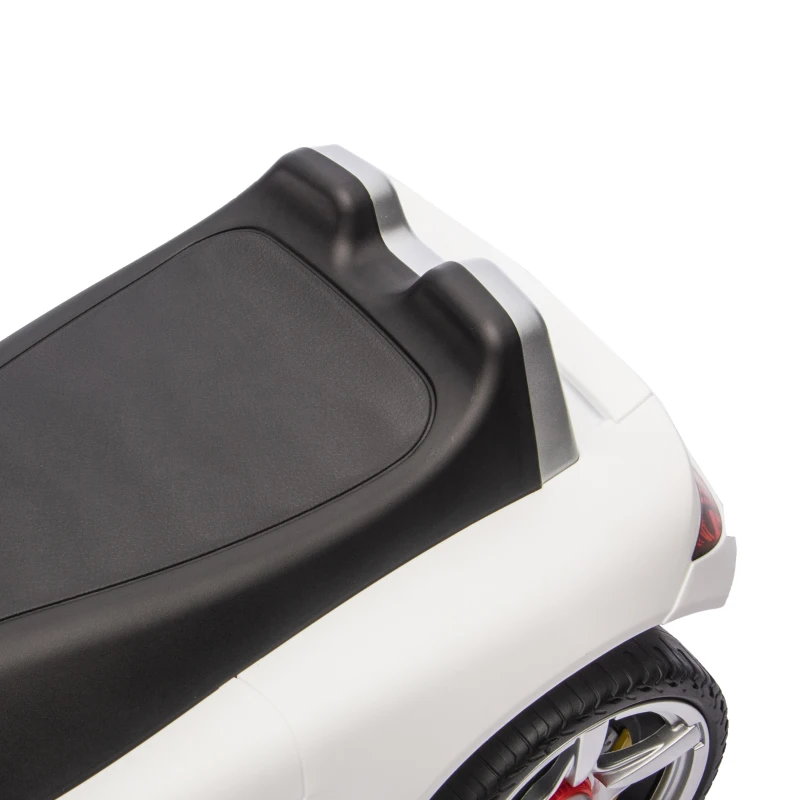 Qaba Toddler Push Car with Horn, Lights, Start-Up Sound, Ride on Car with Steering Wheel, Foot Rest, for 18-36 Months, White
