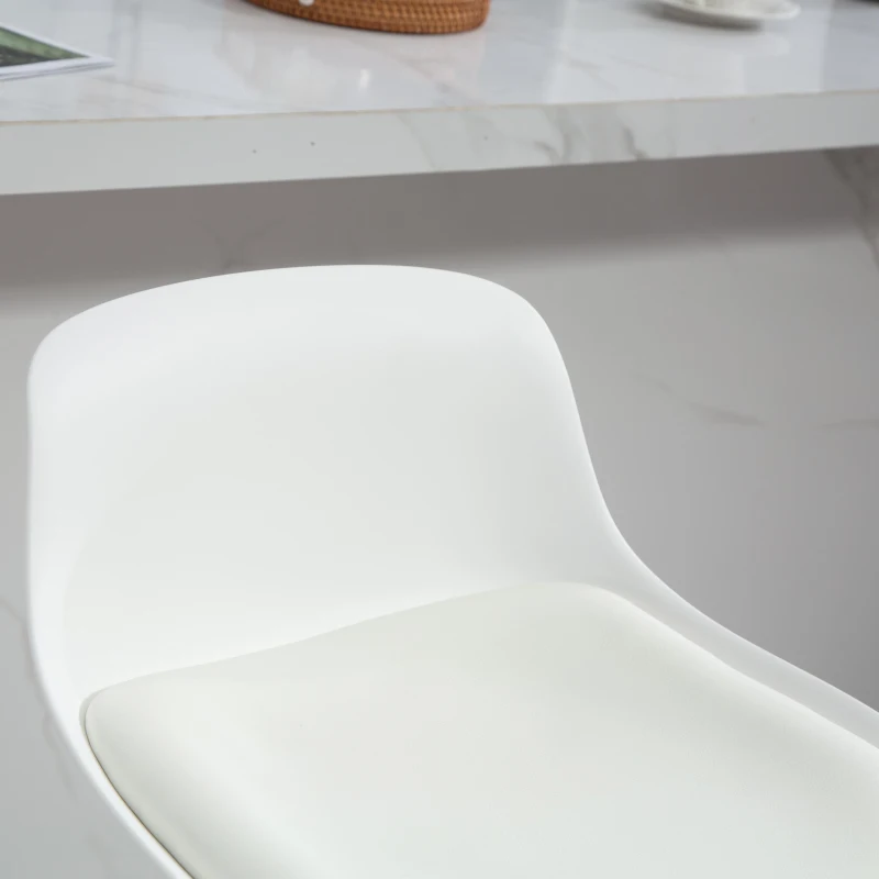HOMCOM Counter Height Bar Stools Set of 2, Streamlined Bar Chairs with Adjustable Height and Swivel PU Leather Seat, White