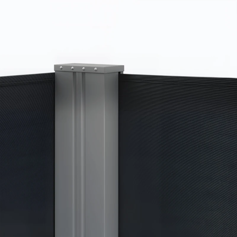 Outsunny Retractable Double Side Awning, 79"x236" Patio Privacy Screen, UV Resistant, Waterproof Wind Screen, Charcoal Grey