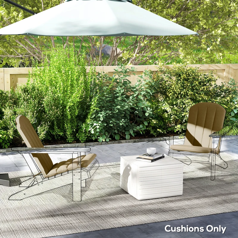 Outsunny Set of 2 Patio Chair Cushions, High Back Adirondack Chair Cushion with Ties, High-Density Foam, Beige