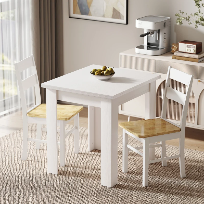 HOMCOM 55" Extendable Dining Table for 4-6, Kitchen Table with Steel Slides and Felt Pads for Small Spaces, White