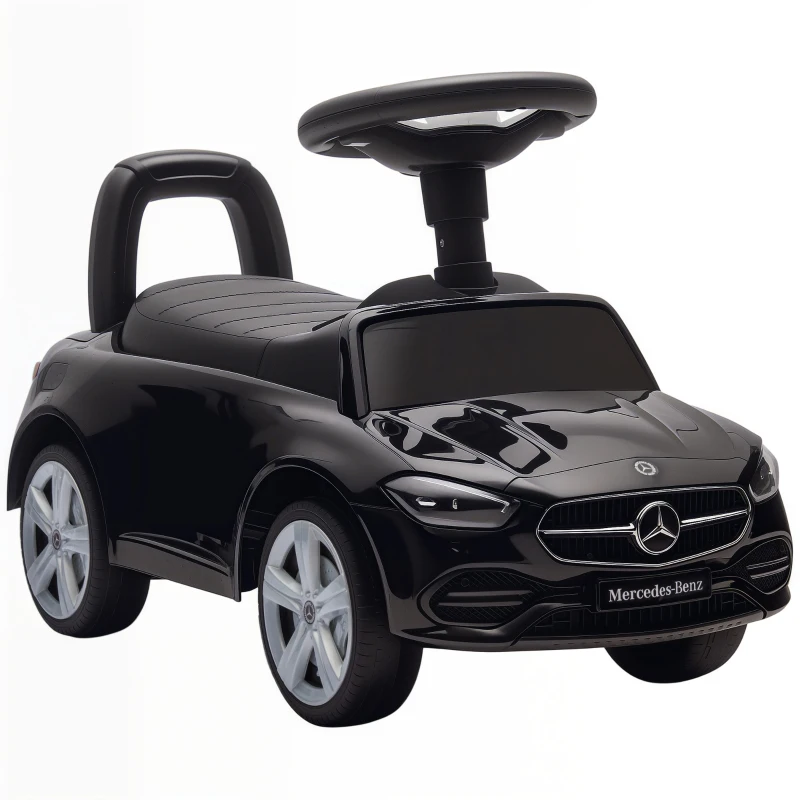 Qaba Mercedes-Benz C-Class Kids Ride On Car, Foot-to-Floor Sliding Walker with Under-Seat Storage, for 18-36 M, Black