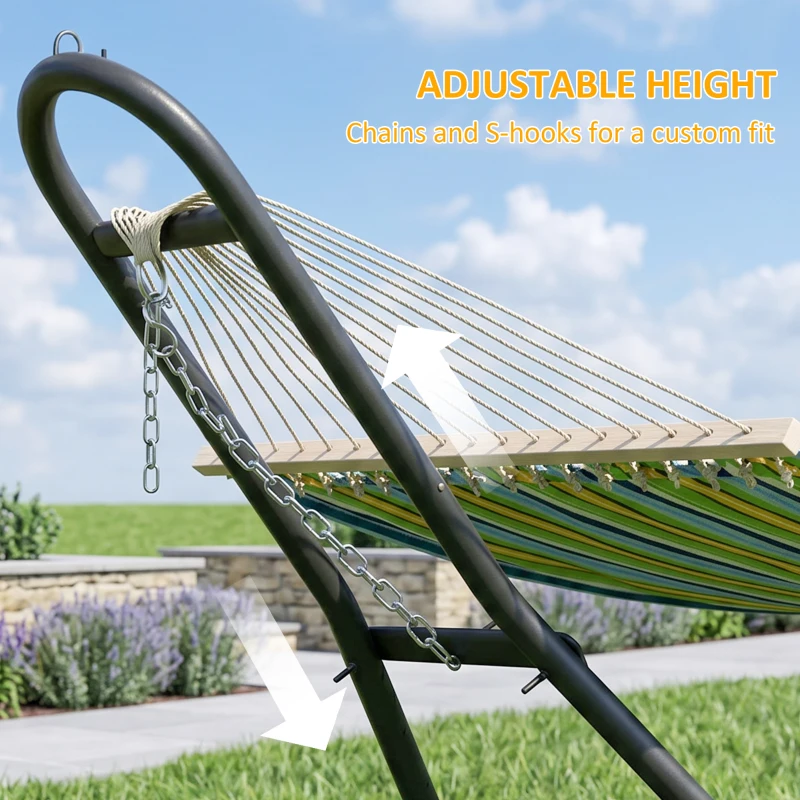 Outsunny Hammock Stand with Adjustable Height Steel Frame for 0.8" -1.2" Person 109.4" Black