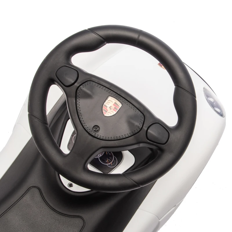 Qaba Toddler Push Car with Horn, Lights, Start-Up Sound, Ride on Car with Steering Wheel, Foot Rest, for 18-36 Months, White