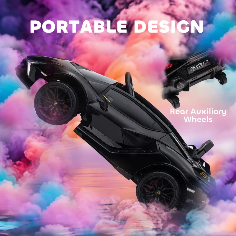 Aosom 12V Lamborghini SIAN Licensed Electric Car for kids with Remote Control, Horn, Music, & Headlights, Black