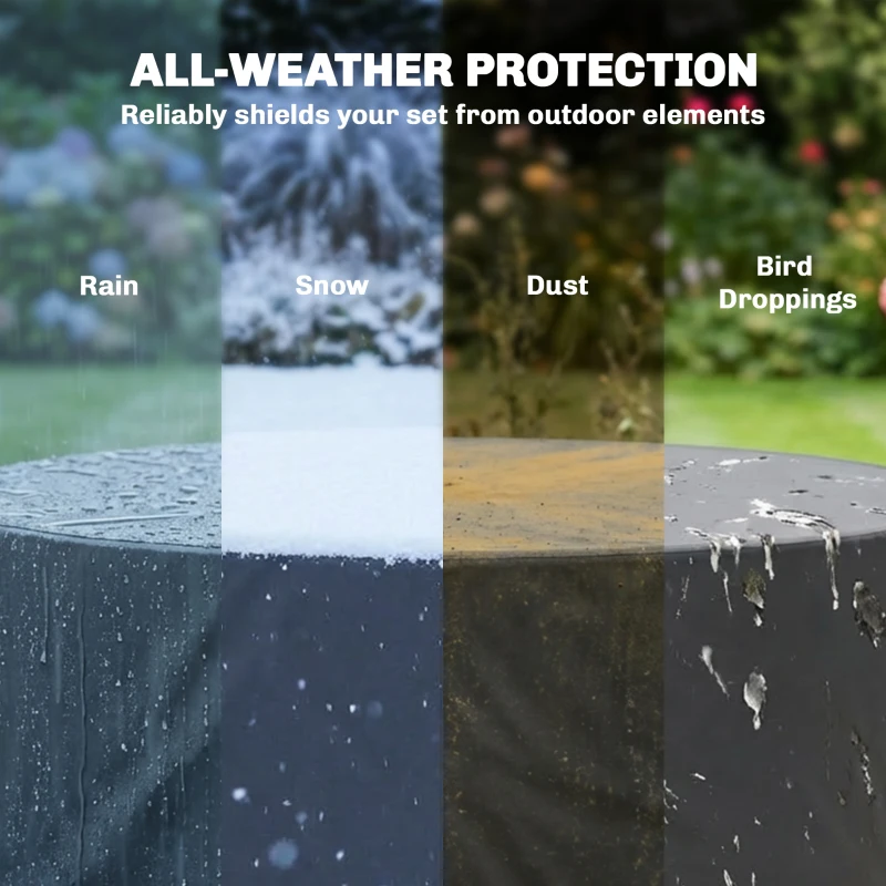 Outsunny Heavy Duty Outdoor Patio Furniture Cover, Waterproof Round Table Cover for Weather Protection 84.3" Dia. x 27.6"H, Black