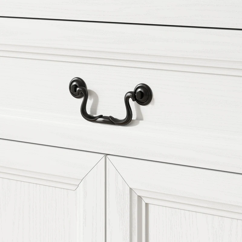 HOMCOM Farmhouse Sideboard with Charging Station and Thickened Top, 58" Buffet Cabinet with 2 Soft-Close Drawers, White