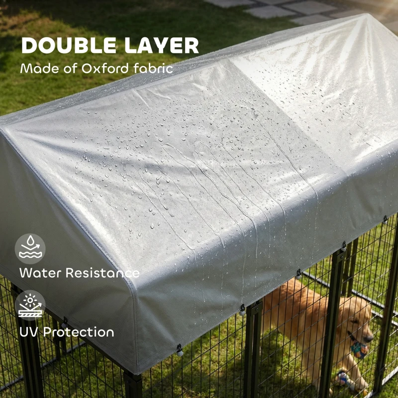 PawHut Outdoor Dog Kennel with Roof, 8' x 4' x 6' Heavy Duty Welded Wire Dog Playpen Enclosure with Escape-proof Lock