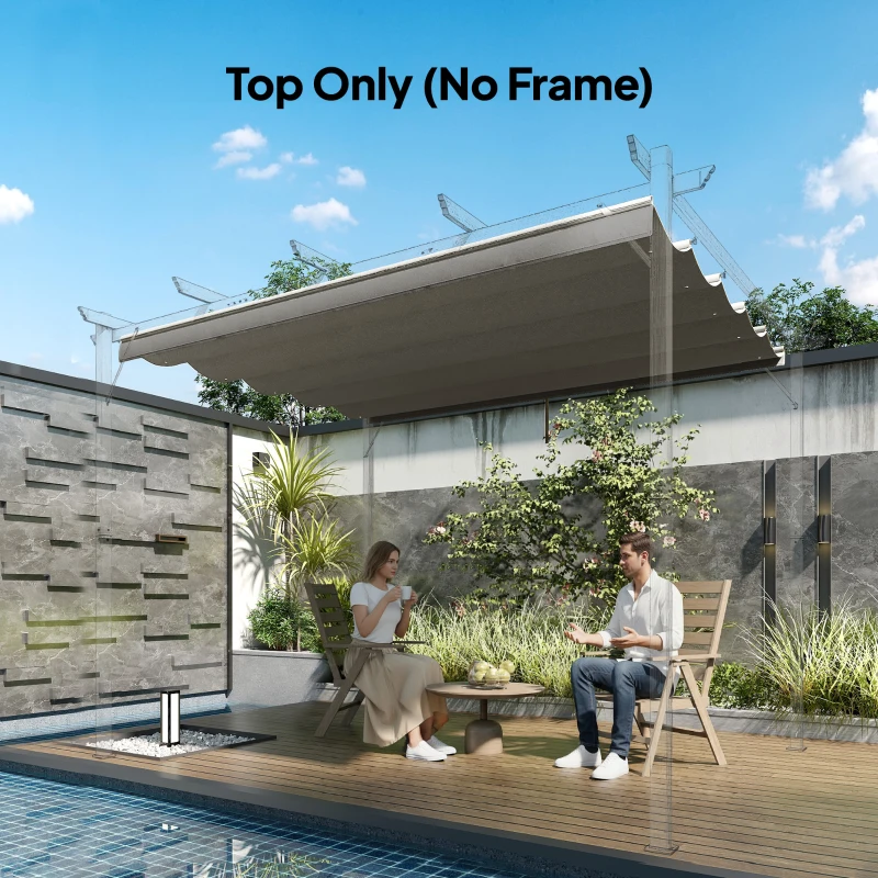 Outsunny 8.2' x 8.4' Retractable Pergola Canopy Replacement for 10' x 10' Frame, Cover Replacement (Cover Top Only), Light Grey