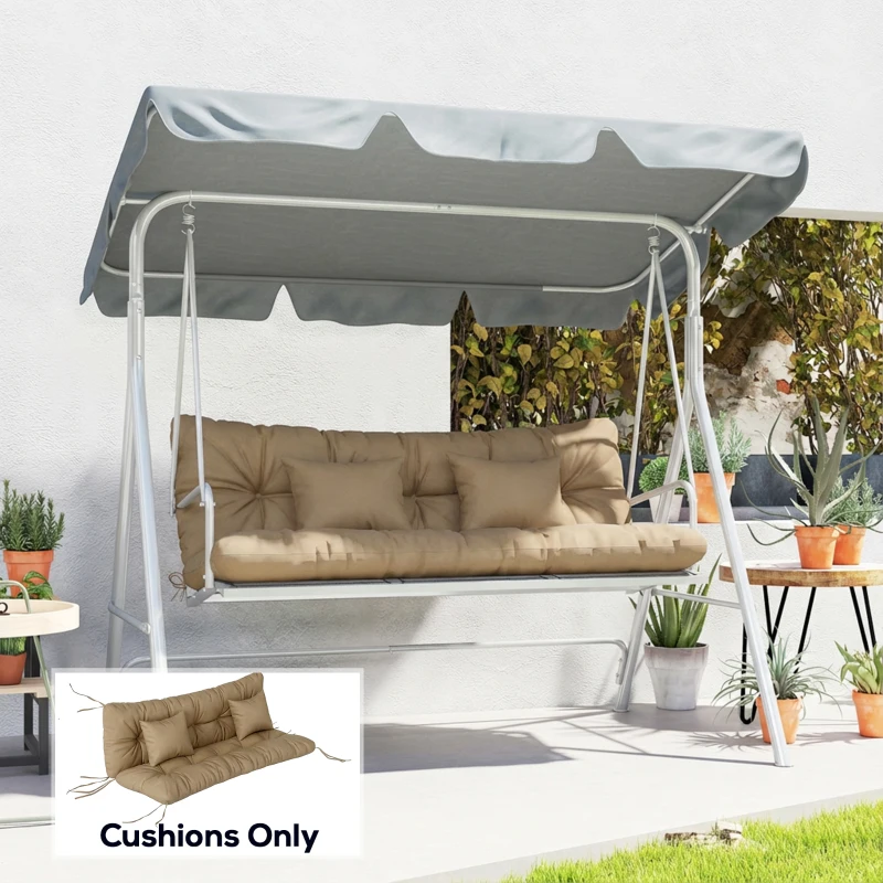 Outsunny 4-Piece Back and Seat Cushion Pillows Replacement and Pillows, Patio Chair Cushions Set with Ties, khaki