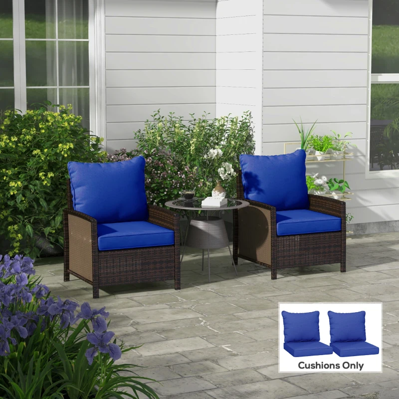 Outsunny 4-Piece Seat Cushion Pillows Replacement, Patio Chair Cushions Set with Back for Indoor Outdoor, Navy Blue