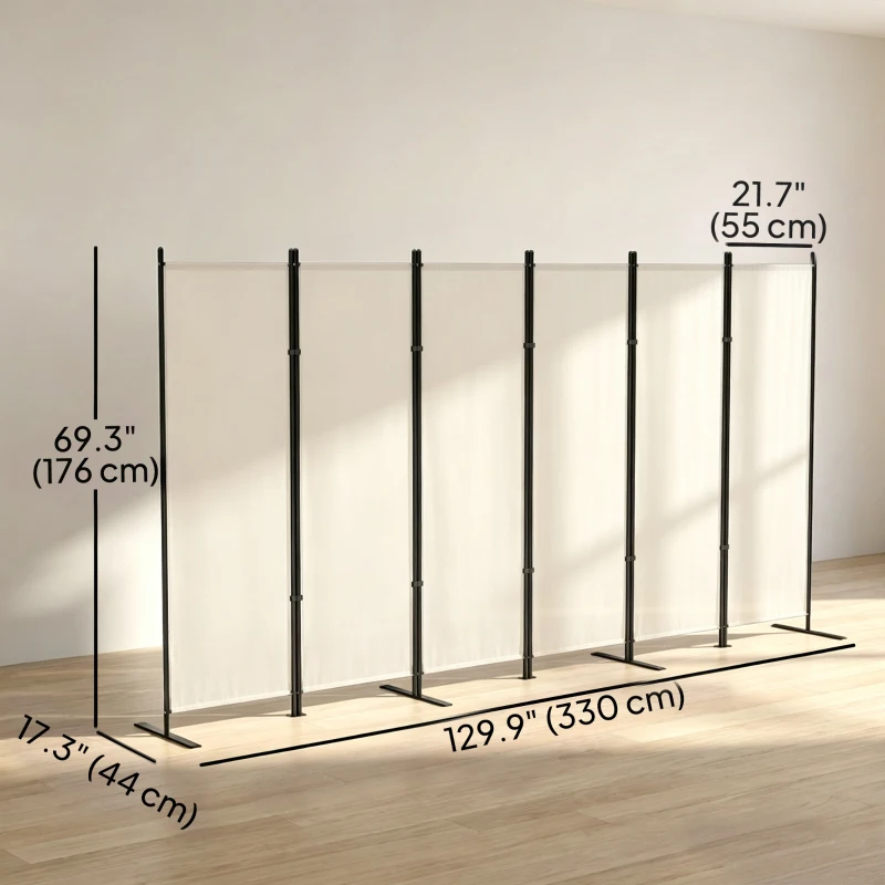 HOMCOM 6 Panel Room Divider, 6 Ft Folding Privacy Screen, Portable Freestanding Partition Wall Divider, Beige