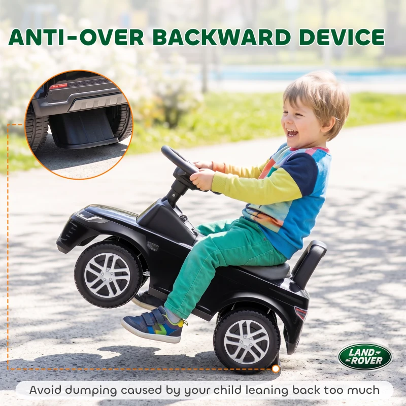 Qaba Land Rover Licensed Ride On Car for Kids, Toddler Baby Push Car with Under Seat Storage, for 18-36 Months, Black