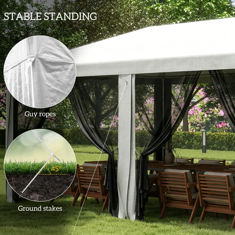 Outsunny 10' x 20' Party Tent, Outdoor Wedding Canopy & Gazebo with Removable Sidewalls, Shade Shelter for Events, BBQs, White