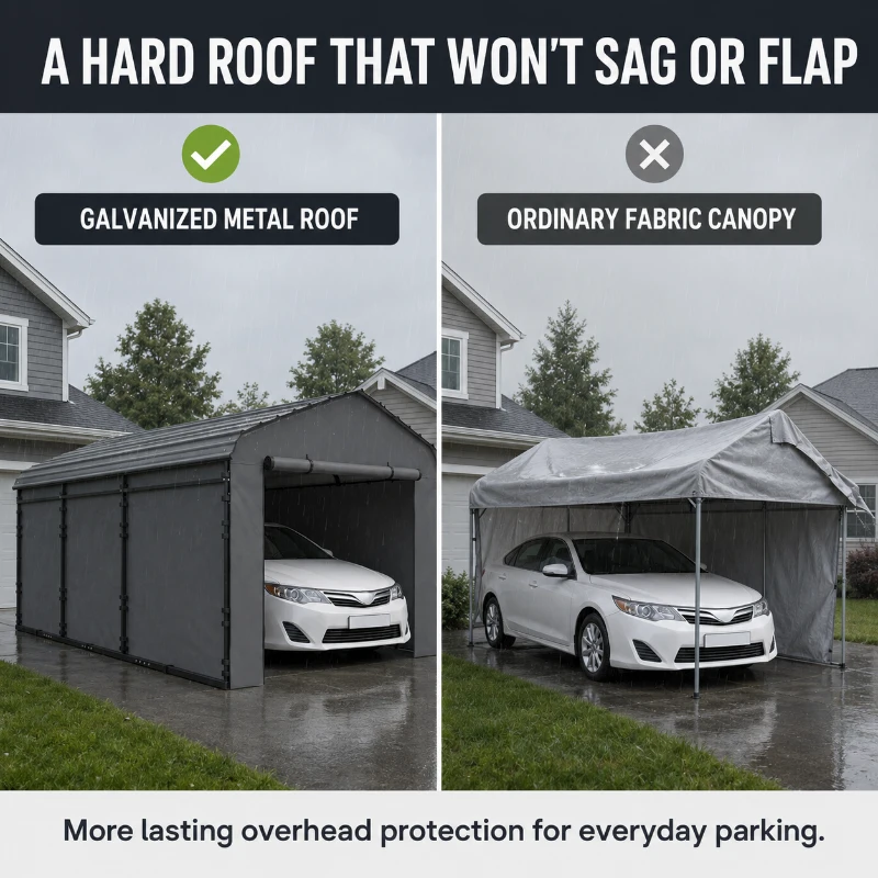 Outsunny 10' x 15' Metal Carport, Heavy Duty Garage Car Canopy with Galvanized Metal Roof and Removable Sidewalls, Dark Gray