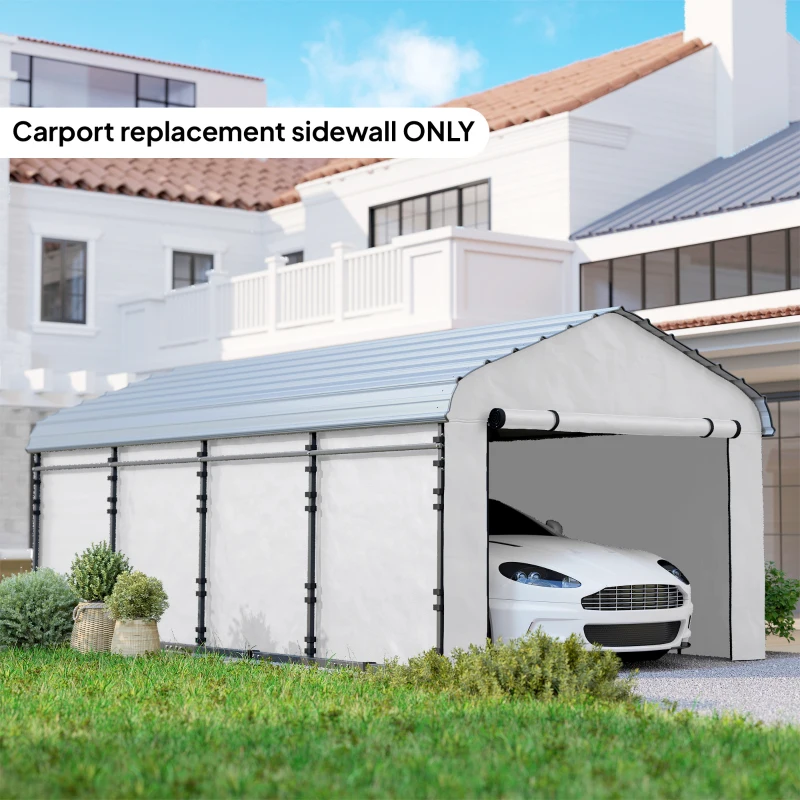 Outsunny Carport Replacement Sidewall Panel for 10' x 15' Carports, UPF50+ Waterproof Replacement Side Wall Cover, White