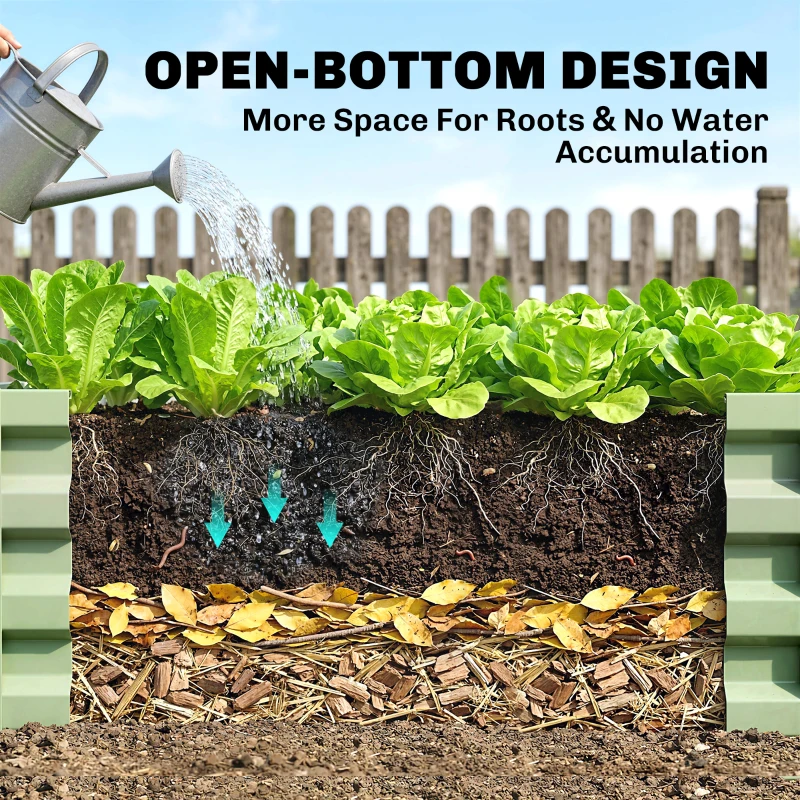 Outsunny Galvanized Raised Garden Bed, Outdoor Planter Box for Vegetables, Flowers, Herbs, 4' x 2' x 1', Light Green