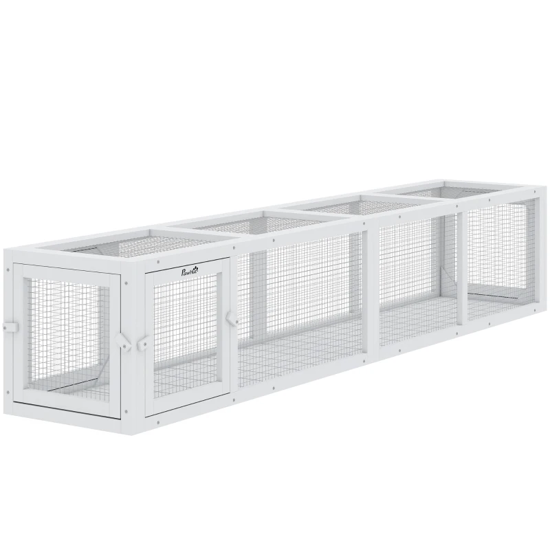 PawHut Wooden Cat Run with Weather Protection, Connecting Inside and Outside, 79"L x 15"W x 15"H, White