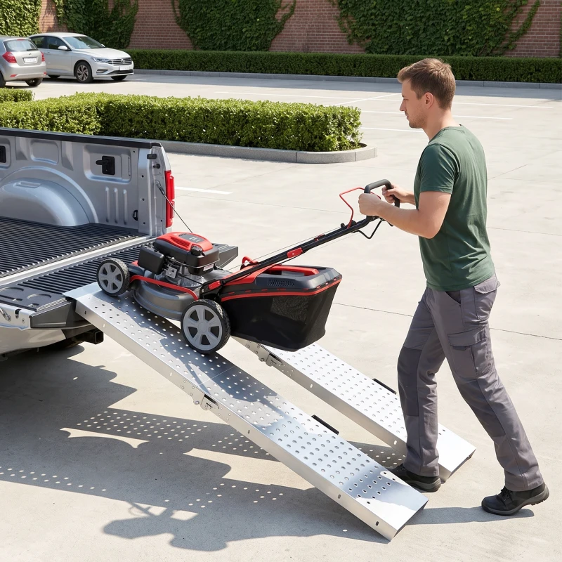 HOMCOM Folding Loading Ramps, 2 PCS 70.9" x 10" Motorcycle ATV Trailer Truck Ramps with 880 lb Total Capacity, Handles, Silver