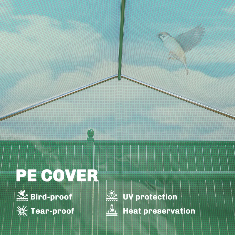 Outsunny 10'x11'x6' Walk-in Tunnel Greenhouse with Shelves, Mesh Door and Windows, Plant Hot House with PE Cover, Green