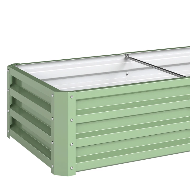 Outsunny Galvanized Raised Garden Bed, Outdoor Planter Box for Vegetables, Flowers, Herbs, 4' x 2' x 1', Light Green