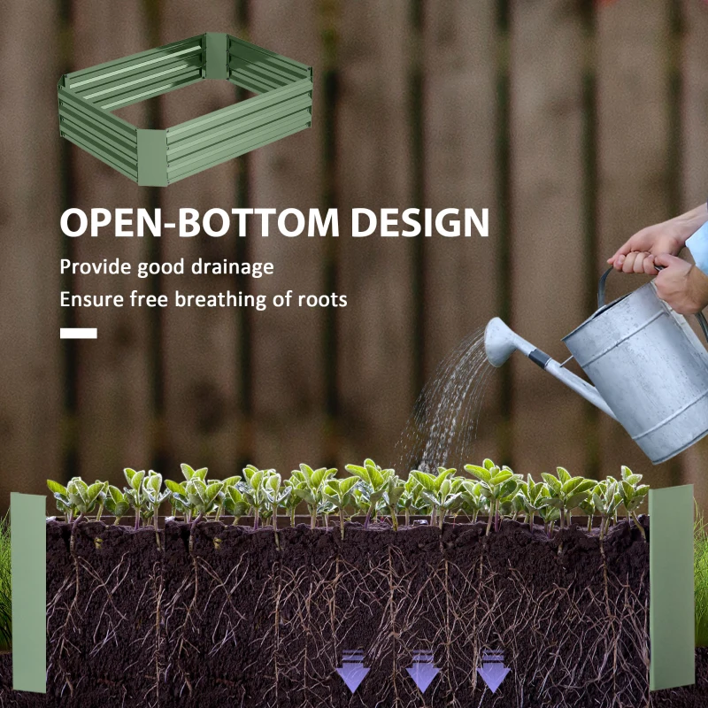 Outsunny Galvanized Raised Garden Bed, 4' x 3' x 1' Outdoor Metal Planter Box, Raised Bed for Growing Flowers Herbs, Dark Green
