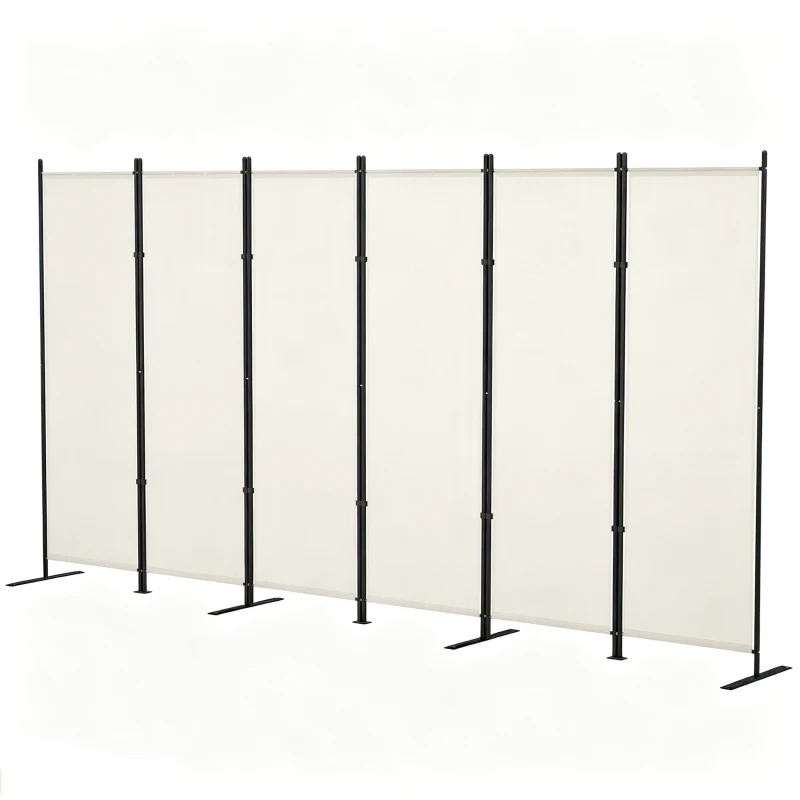 HOMCOM 6 Panel Room Divider, 6 Ft Folding Privacy Screen, Portable Freestanding Partition Wall Divider, Beige