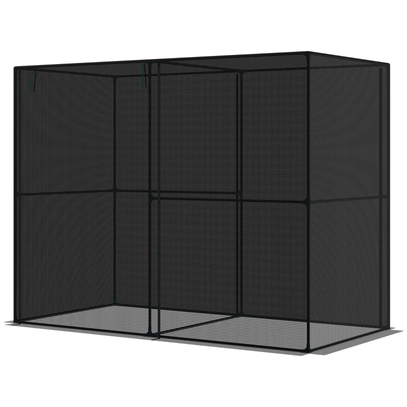 Outsunny 8' x 4' x 6' Crop Cage, Plant Protection Tent with Zippered Doors for Vegetable Garden, Backyard, Black