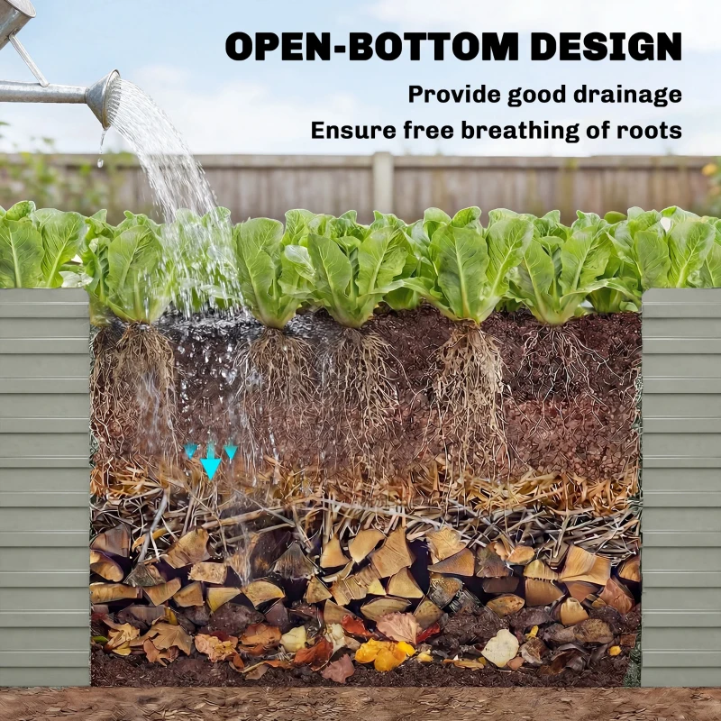 Outsunny 5' x 3' x 2' Raised Garden Bed, Galvanized Planter Box for Growing Flowers, Herbs and Vegetables, Light Grey