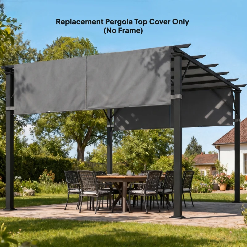 Outsunny 2 Pcs Pergola Replacement Canopy, UV Protection Pergola Shade Cover, Easy to Install, for 10 x 10ft Pergola, Dark Gray