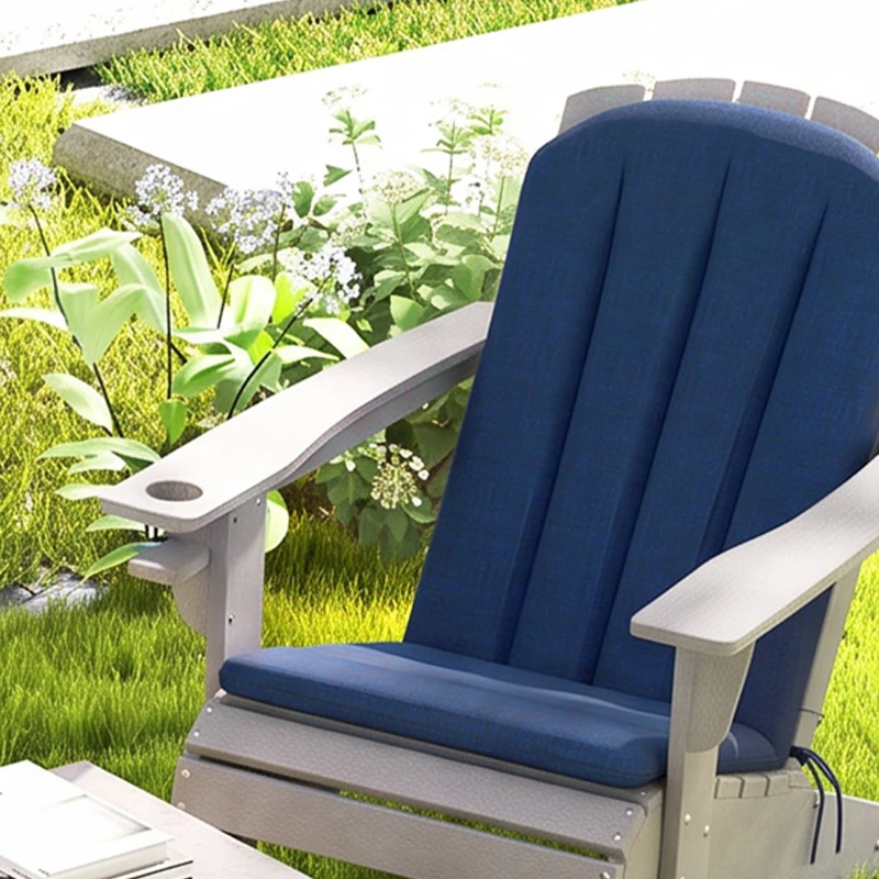 Outsunny Set of 4 Outdoor Chair Cushions, High Back Adirondack Chair Cushion with Ties, High-Density Foam, Navy Blue