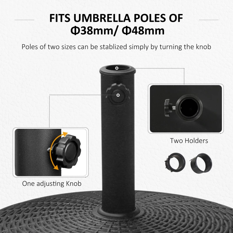 Outsunny 20.5" Heavy Duty Umbrella Stand, 50 lbs. Umbrella Base for 1.5" or 2" Umbrella Poles, Patio Market Stand for Deck, Black