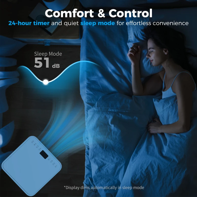 HOMCOM 8000 BTU Mobile Air Conditioner for Cooling and Dehumidifying, Remote Control, 24H Timer, LED Display, White