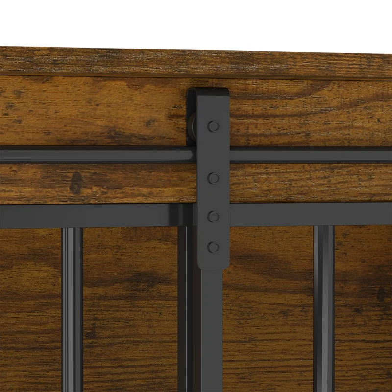 PawHut 100 cm Dog Crate Furniture with Sliding Barn Door for Large Breeds, Rustic Brown