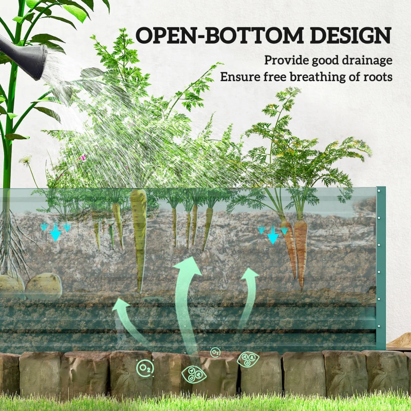Outsunny Greenhouse with Raised Garden Bed, Galvanized Steel Outdoor Greenhouse with Roll Up Door, 56" x 56" x 75", Green
