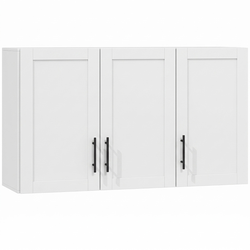 HOMCOM Modern Medicine Cabinet Wall Mounted, Bathroom Wall Cabinet with 3 Doors and Adjustable Shelves, White