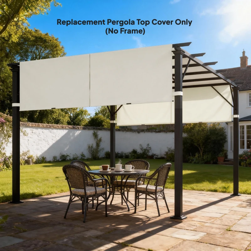 Outsunny 2 Pcs UV Protection Pergola Replacement Canopy, Pergola Shade Cover, Easy to Install, for 10' x 10' Pergola, Cream White