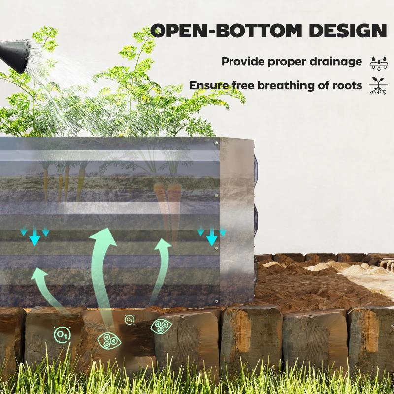 Outsunny 4 x 3ft Raised Garden Bed with Mini Greenhouse, Galvanized Raised Garden Bed with Cover, Clear and Dark Gray