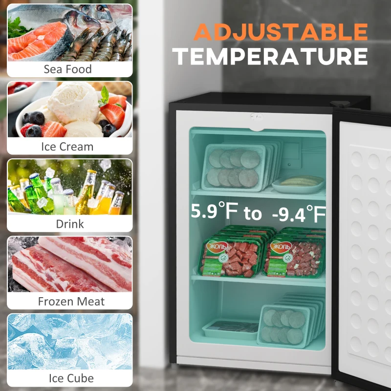 HOMCOM Upright Freezer, 3 Cu Ft Small Freezer with Reversible Single Door, Adjustable Thermostat for Home, Apartment, Black